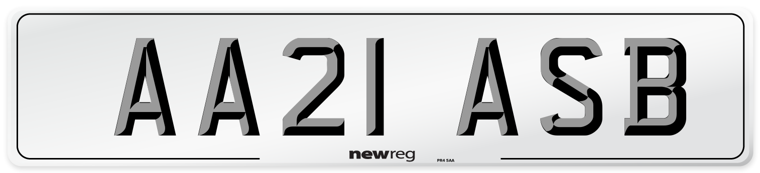 AA21 ASB Number Plate from New Reg